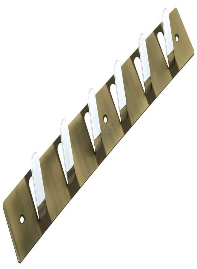 فاست خطافات FAST CH14 من الفولاذ المقاوم للصدأ بلمسة نهائية عتيقة من النحاس الأصفر وخطافات الملابس للتعليق على الأبواب والجدران (رف بستة خطافات) - Image 1